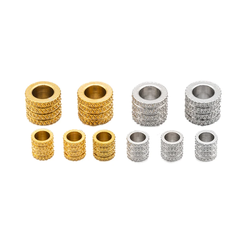 10 Stück 3/4/5/6 mm Gold Edelstahl großes Loch Spacer Perlen Charms für Schmuckherstellung Halskette europäisches Armband DIY Zubehör – Detail 2
