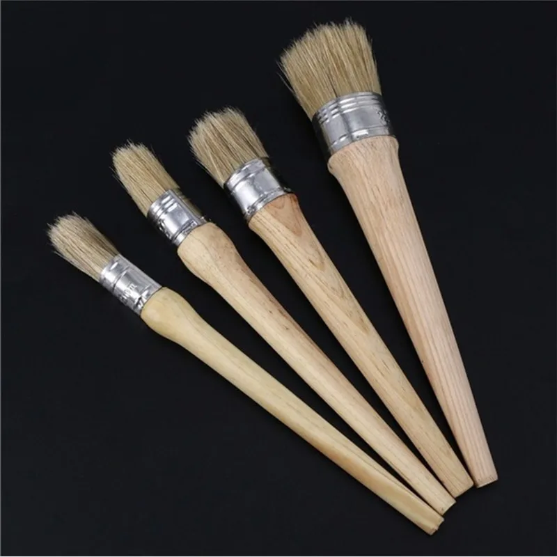 1pc Round Bristle Chalk Oil Paint Painting Wax Wooden Handle Brush Artist 3