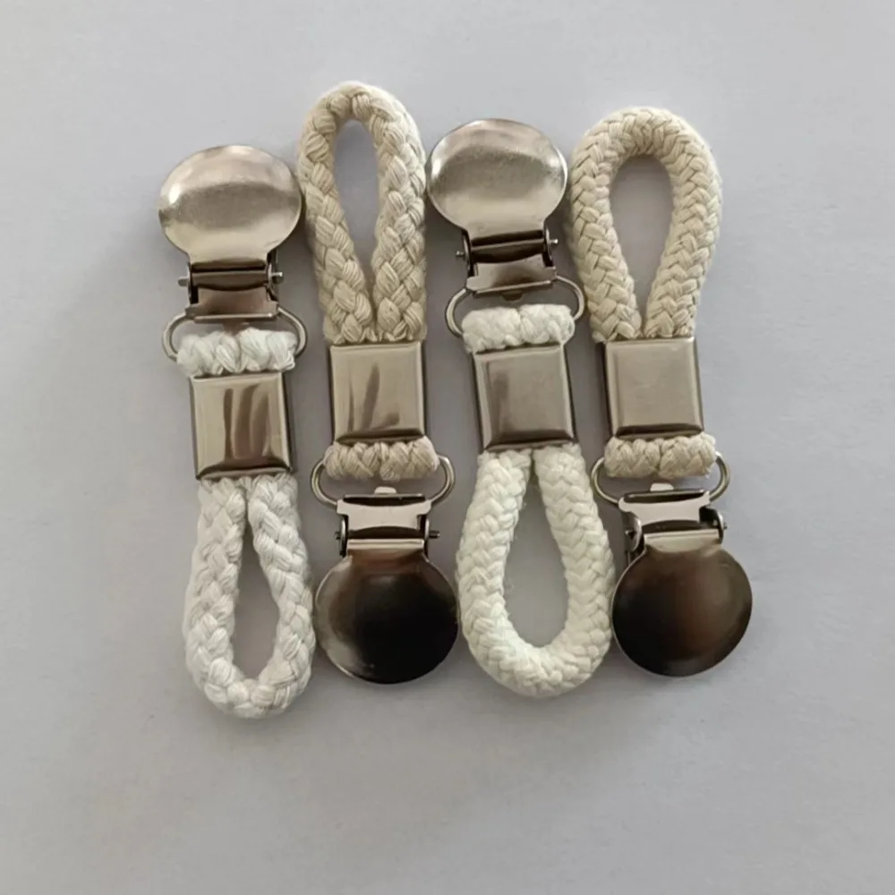 Towel Hanging Clips Creative Braided Towel Clip Multipurpose Cotton Loop Metal Hook Clamps