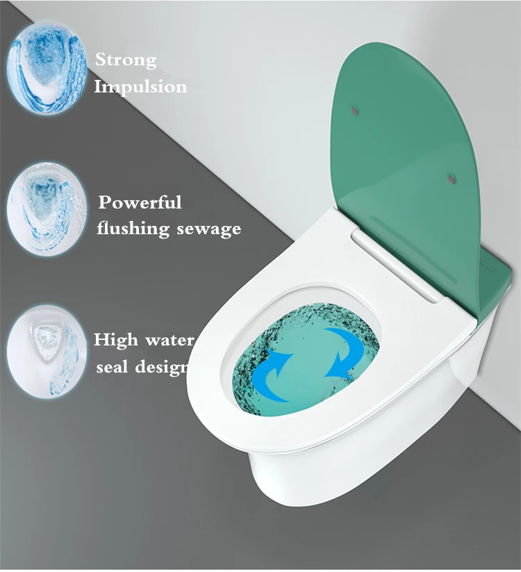 Wall Mounted Toilet No Need to Install Cistern Ceramic Bathroom Wall Hung Wc Black Seat Toilet Bowl Tankless