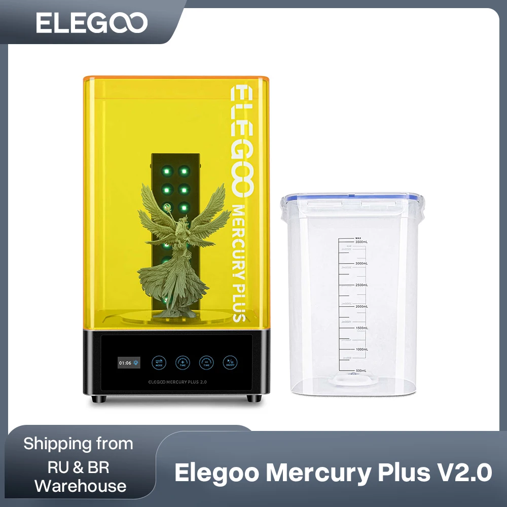 ELEGOO Wash and Cure V2.0 For Resin 3D Printer 3D Print Model Washing Curing 2 In 1 Machine For Impresora 3D LCD/SLA/DLP Printer