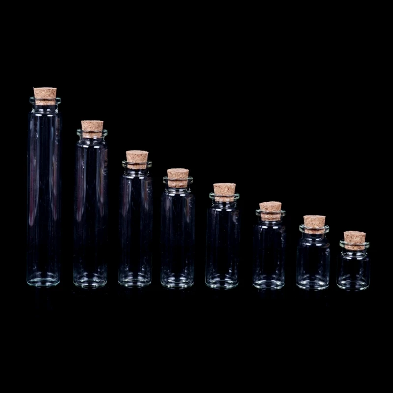 Hot Sale 30Pcs 0.5mL 1mL 5mL 6mL 20mL 30mL Mini Small Tiny Clear Cork Stopper Glass Bottles Vials Grocery