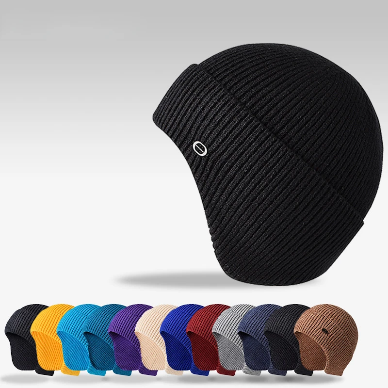 

Ear Protection Winter Earmuff Cap Men's Outdoor Knitted Hat Warm Skullies Beanies Hat Unisex Windproof Earflaps Bonnet Hats