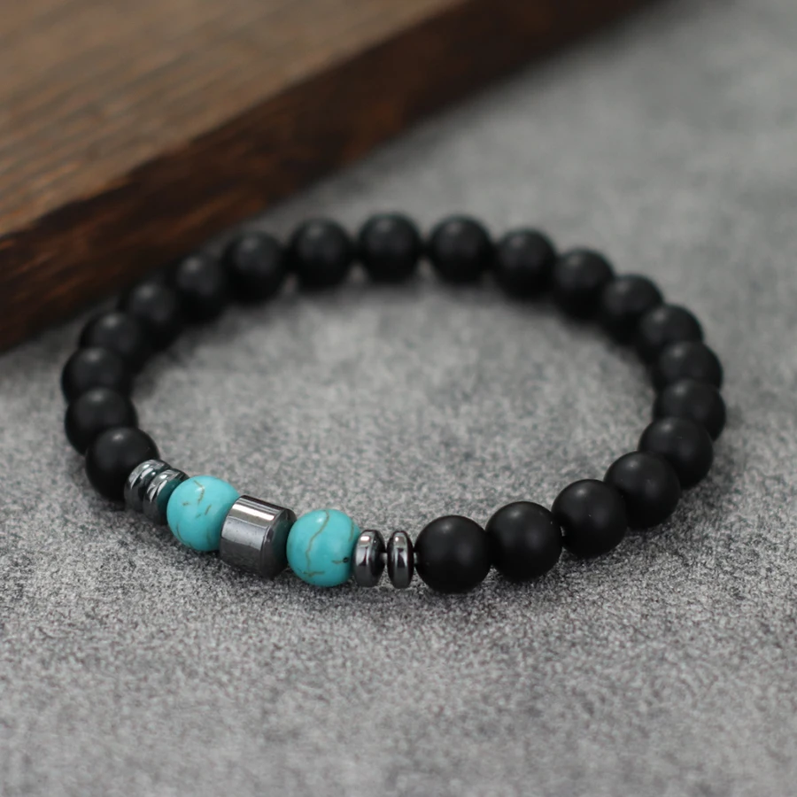 Men Natural Tiger Eyes Volcanic Rock Healing Bracelet
