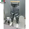 Casual Vintage Men's Fashion Drawstring Jeans with Thickened Fleece and Loose Harem Pants for Autumn and Winter Cargo Trousers 3