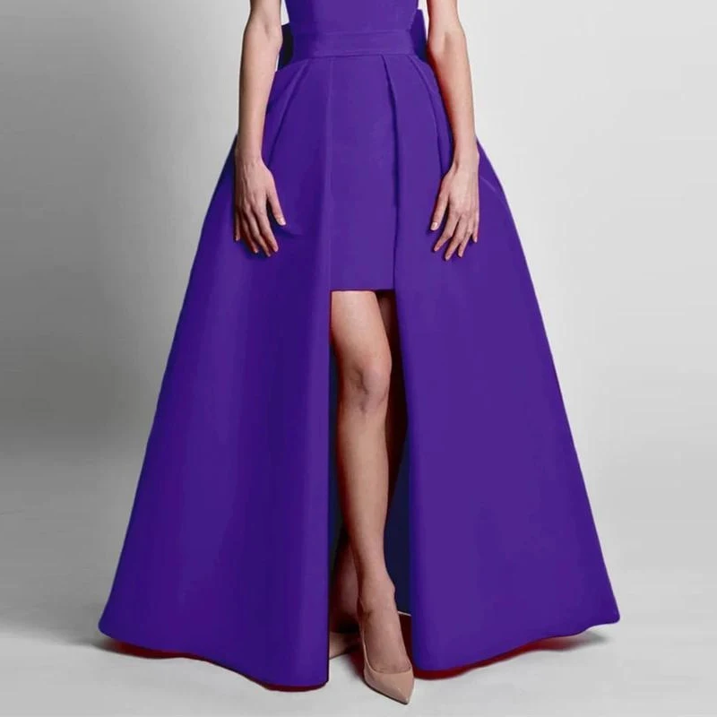 Modern Black Satin Detachable Wedding Train Purple Removable Bridal Overskirt Pink Formal Party Skirt Customized