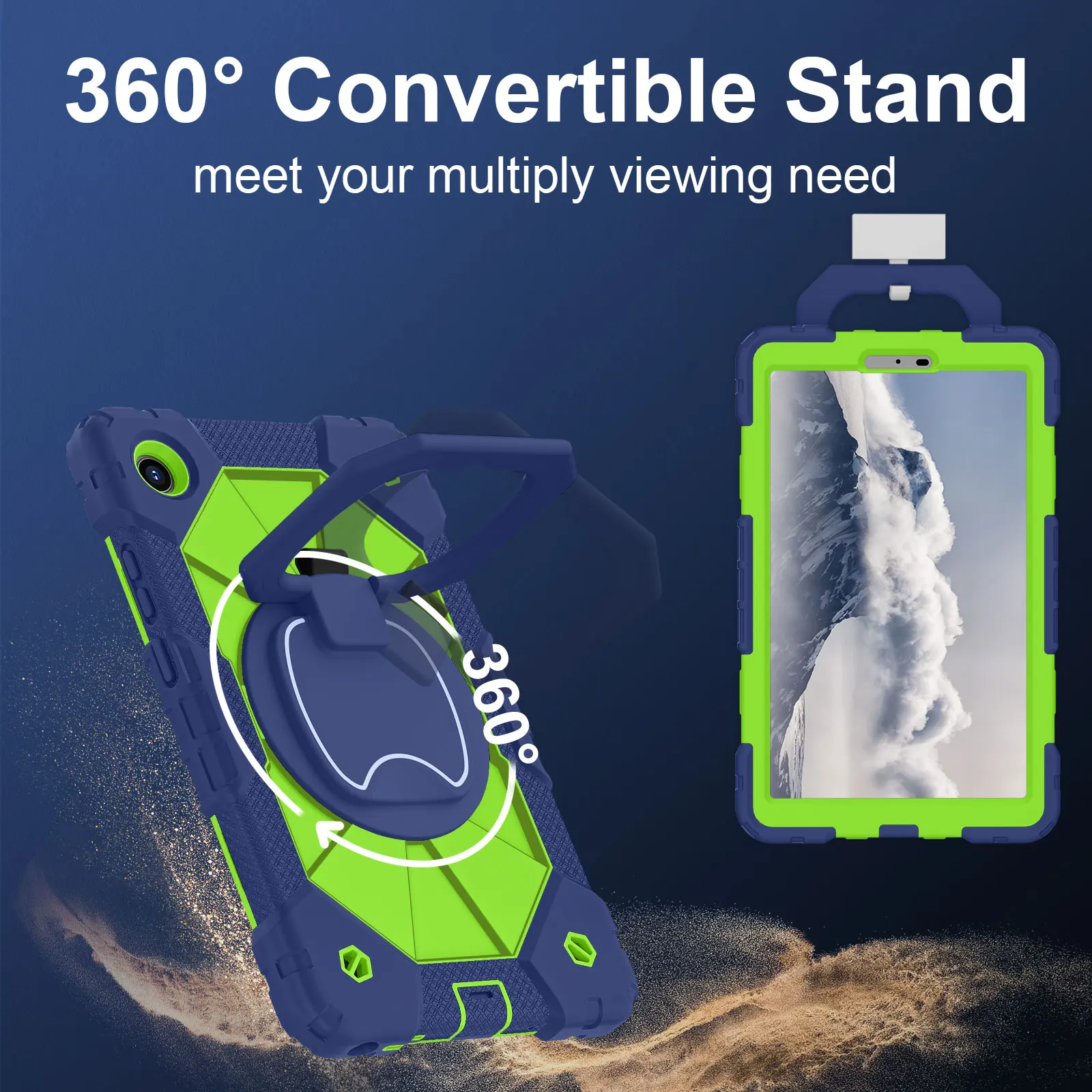 Rugged Silicone Protective Case For Lenovo Tab One 8.7 Rotating Stand_voghion.com