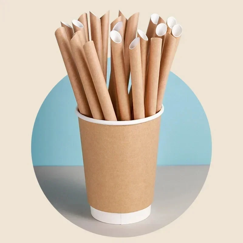 Food Grade Paper Drinking Straws Disposable Eco-friendly Bubble Tea Straws For Drinks Degradable Bar Kitchen Tools 100pc/lot