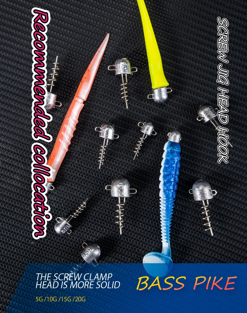 Hunthouse Schraube Jig Kopf Angelhaken Metall Jigging 5g 10g 15g 20g Gewichte Für Weiche wurm locken Angelausrüstung Tackle LW306 – Detail 6