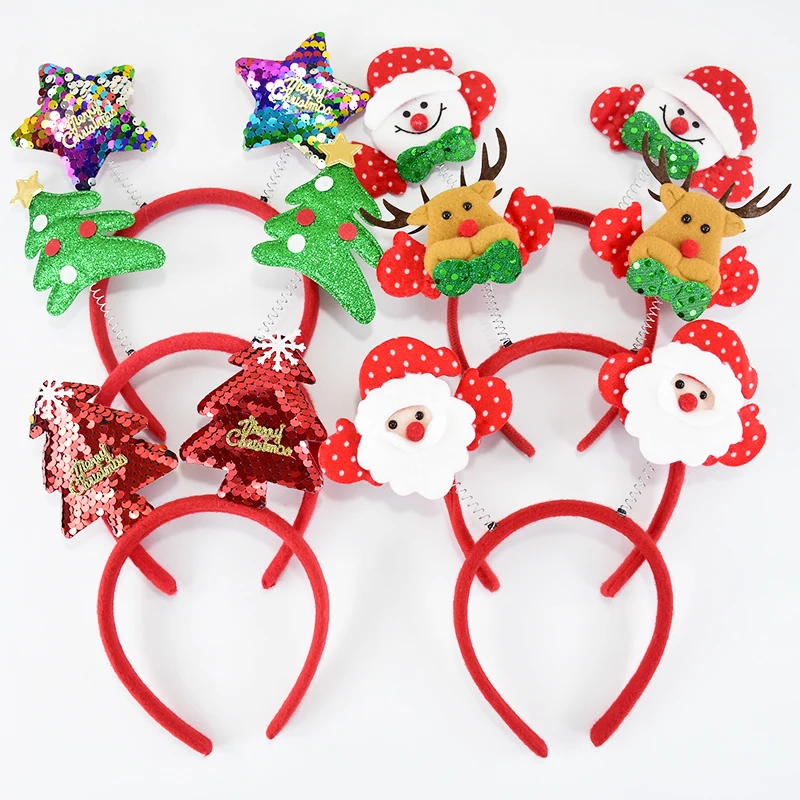 Christmas Headbands Cute Christmas Elk Antlers Headband Headwear New Year Party Kids Favors Noel Navidad Gifts Xmas Photos Booth