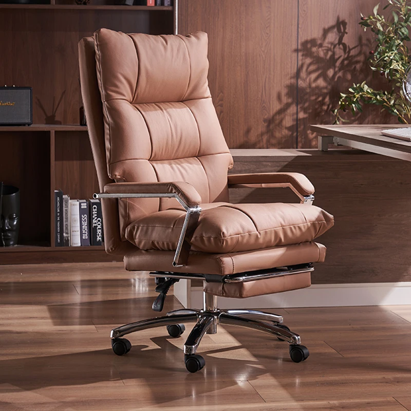 

Luxury Lumbar Support Office Chair Executive Armrest Leather Lounge Work Chair Mobile Soft Silla Plegable Office Desk Furniture