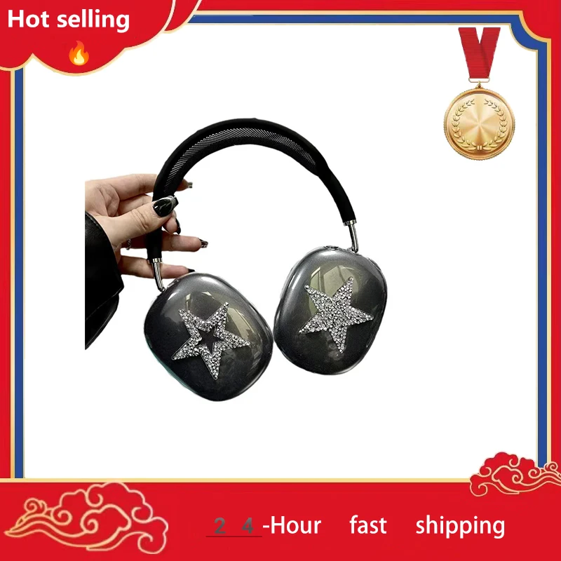 

Sparkling Diamond Star Transparent Protection Net Red Soft Case Suitable for Apple Headworn Bluetooth Earphone Case