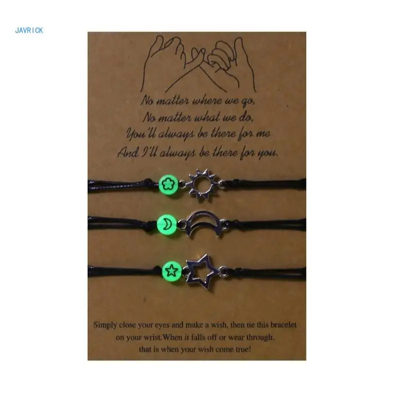 

Fashion Sun, Moon and Star Charm Woven Bracelet Adjustable Friendship Bracelets
