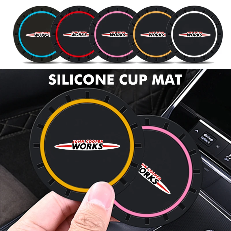 Cup Holder Coasters Car Coaster Pads 2pcs Car Anti-Slip Pad Coaster Silicone Water Cup Holder Mat For MINI Cooper S R50 R52 R53 R55 R56 F54 F55 F56 F60