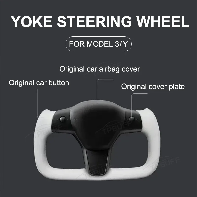 Yoke Handle Steering Wheel for Tesla Model Y 3 With Heating Model X Style Personalized Racing Leather Carbon Fiber 350mm,racing steering wheel