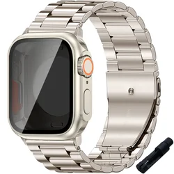 Premium Stainless Steel Watch Strap with Protective Case - Metal Edition - Series 7 8 9 41MM (Starlight - Star Case1)