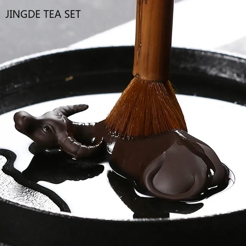 Tea Pet Ornaments Chinese Yixing Purple Clay Tea Pet Handmade Animal and Plant Model Tea Figurine Ornaments Set Decoration Exquisite Gifts