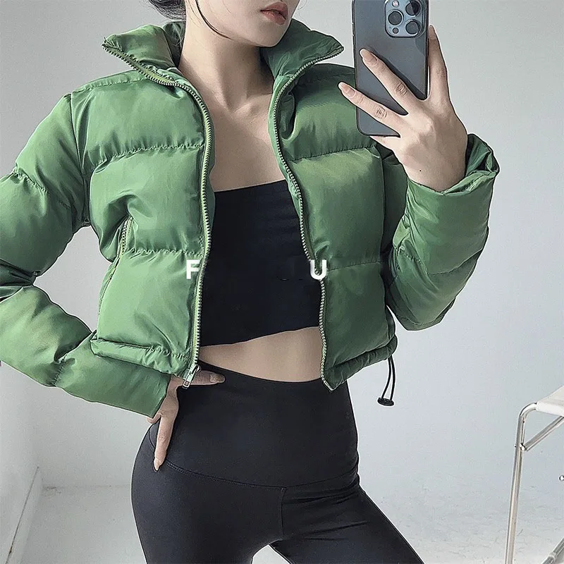 

Fashion Women Jacket Winter Warm Bubble Coats Parkas Zipper Cropped Jackets Parkas Streetwear