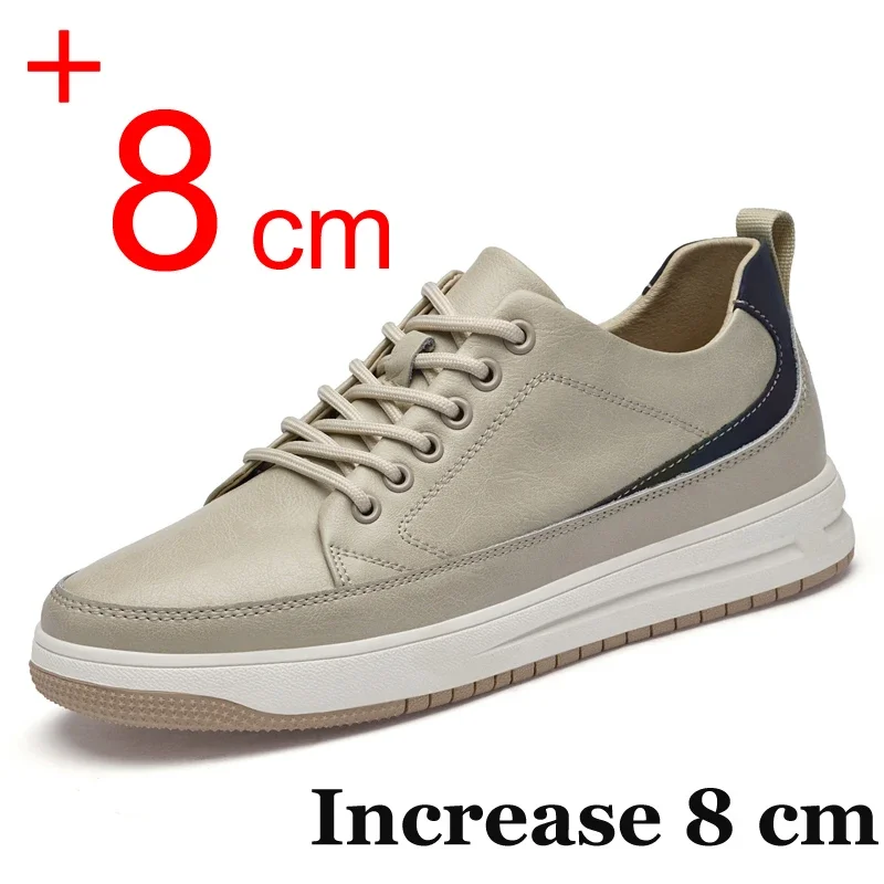 

Leather Heightening Shoes for Men Insole 6cm 8cm Heels Casual Lift Height Shoes Man New Men Sneakers Elevator Shoes Comfortable