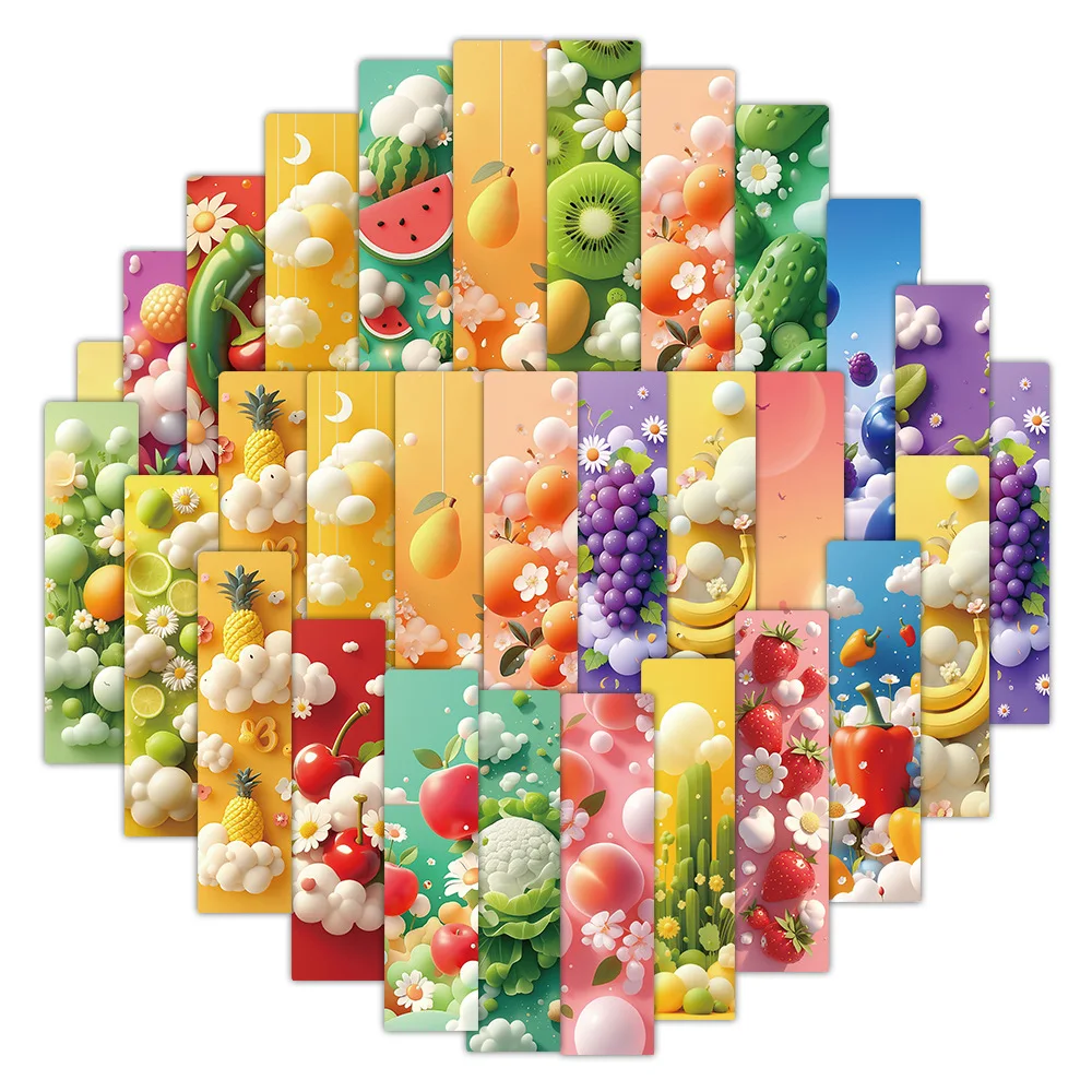 24 Sheets Fruit Vegetable Stickers Ins Cartoon Paper Stickers for Journal Scrapbooking DIY Decorative Bookmarks for Planner