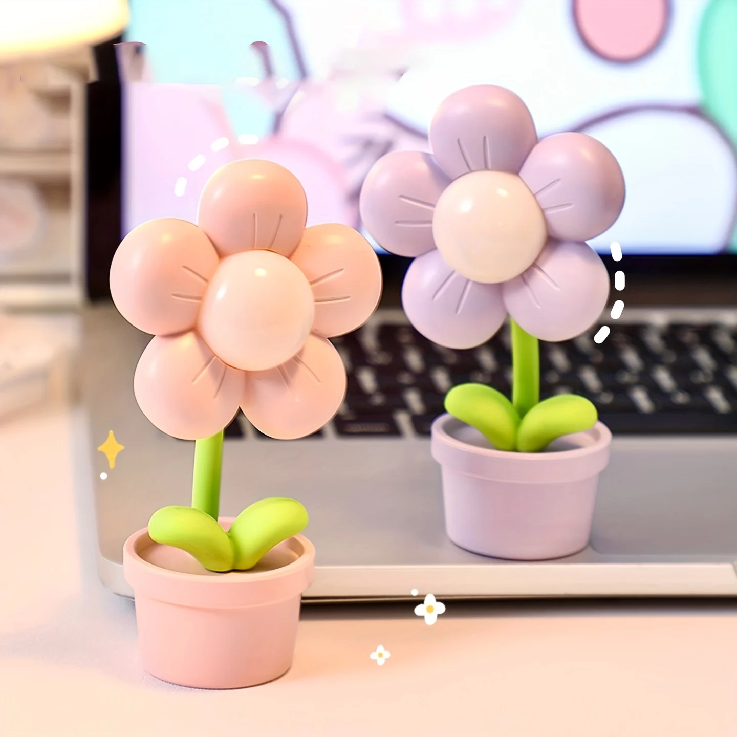 

1pc Small Flowers Desktop Decoration Night Light Table Lamp with 3 Button Coin Cell batteries