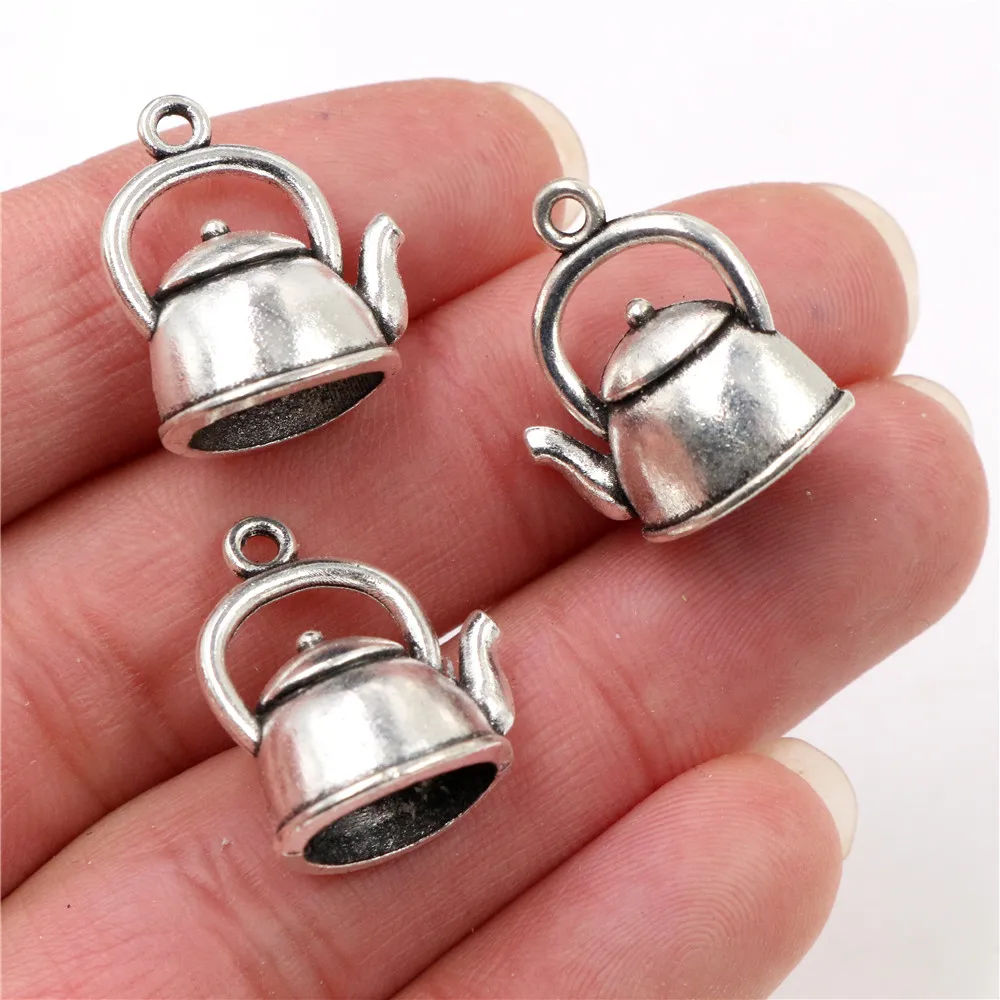 19x17x10mm 10pcs 골동품 실버 도금 주전자 수제 부적 펜던트: DIY 팔찌 목걸이-R2-36