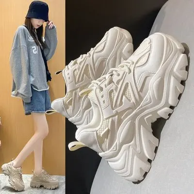 Daddy shoes women's spring new fluffy fluffy muffin thick sole casual sports shoes