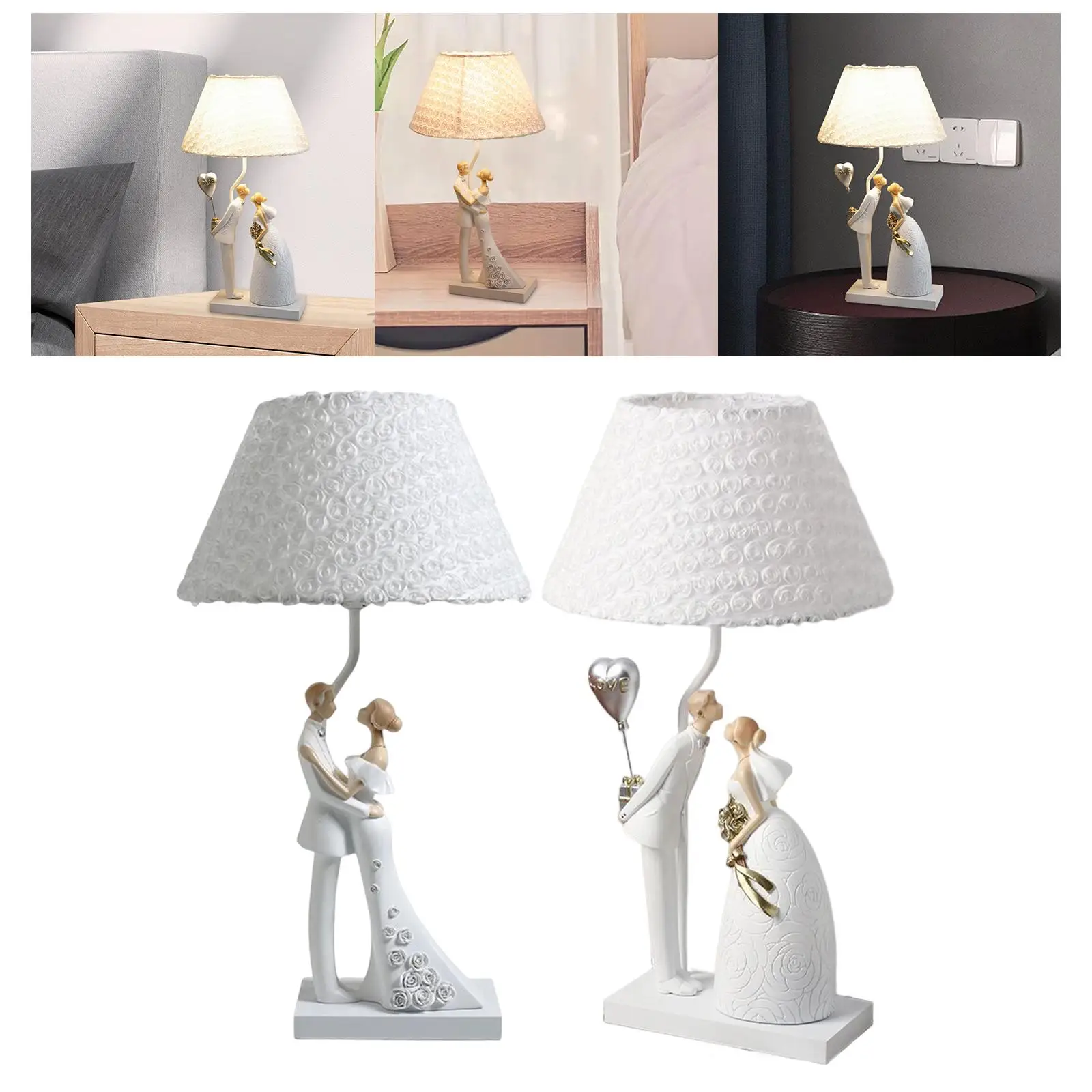 Tabletop Resin Lovers Couple Ornament Bedroom Table Lamp USB lamp man and Woman