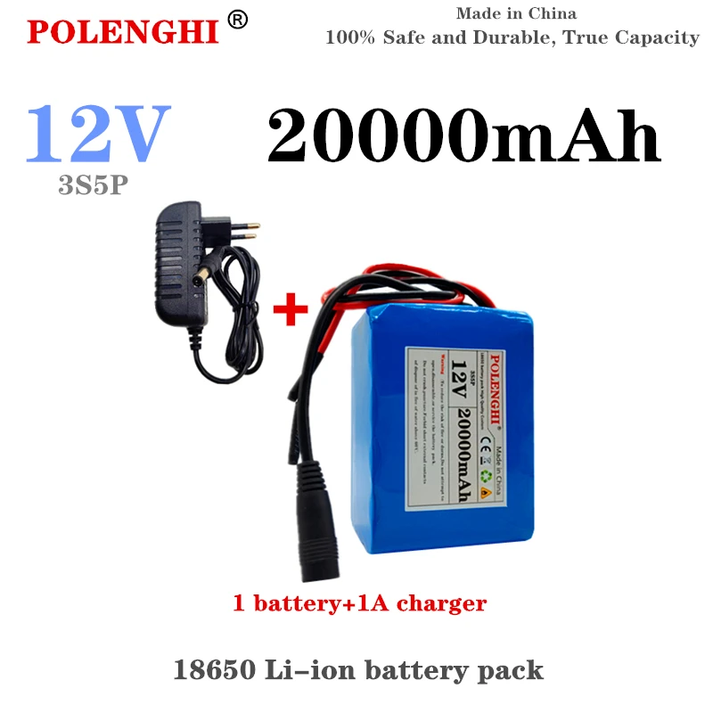 

3S5P 12V 20Ah 18650 lithium-ion battery pack 12.6V mobile power emergency power supply safe and durable high capacity 1A charger