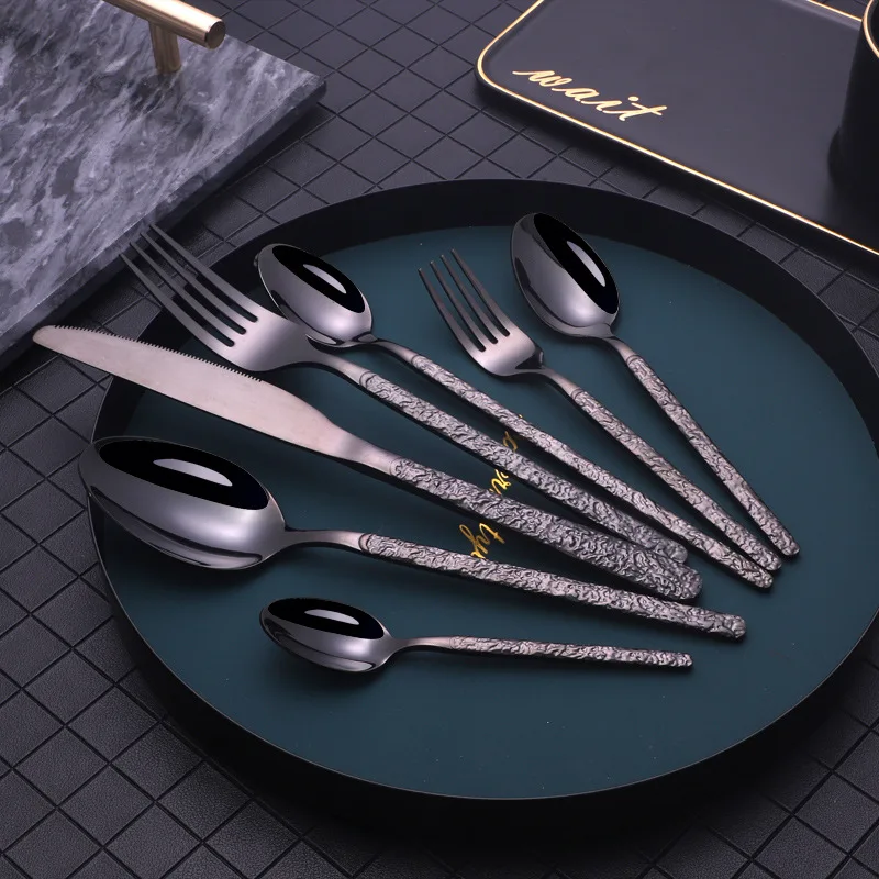 Dishwasher Safe Gold Tableware Set Stainless Steel Cutlery Set Top Fork Knive Tasting Spoon Set
