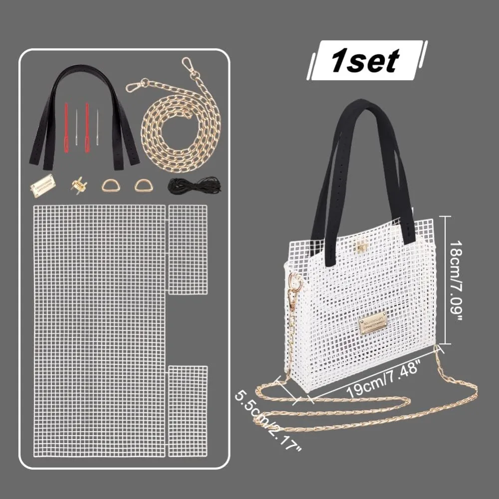 DIY Knitting Crochet Bags Kit Hand-Knit Woven Bag Making Kit Mesh Plastic Canvas Sheets for Embroidery Cross Stitch diy knitting kit craft supplies
