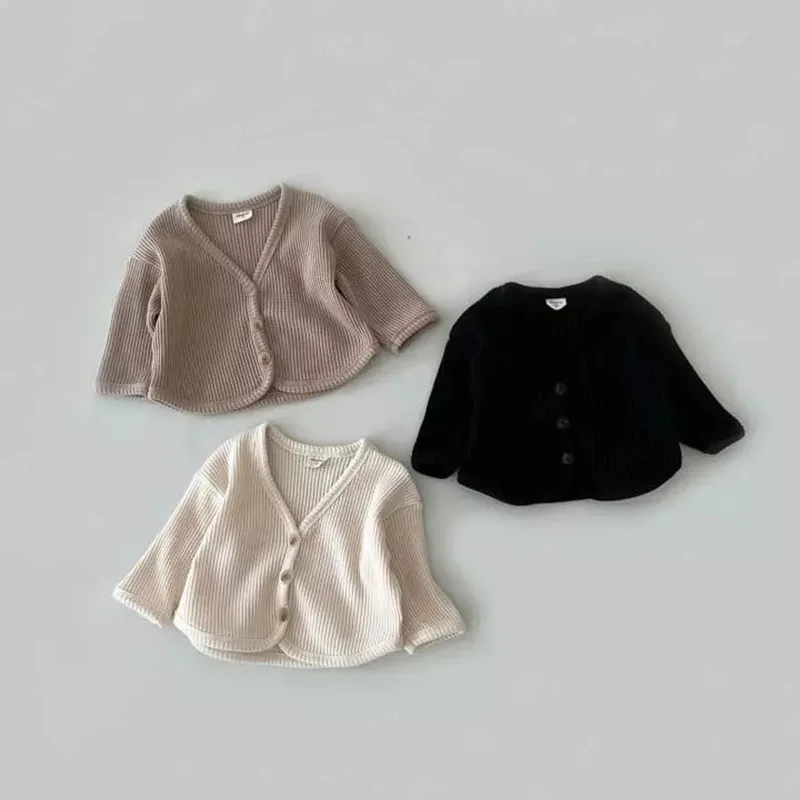 Waffle Baby Clothing Girls Boys Cardigans Toddler Shirt