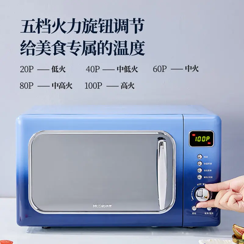 Microwave Oven Timer One-Touch Express Cook Easy to Clean Stylish Design  20L Mini Ovens (Color : Blue) (Pink) (Blue)