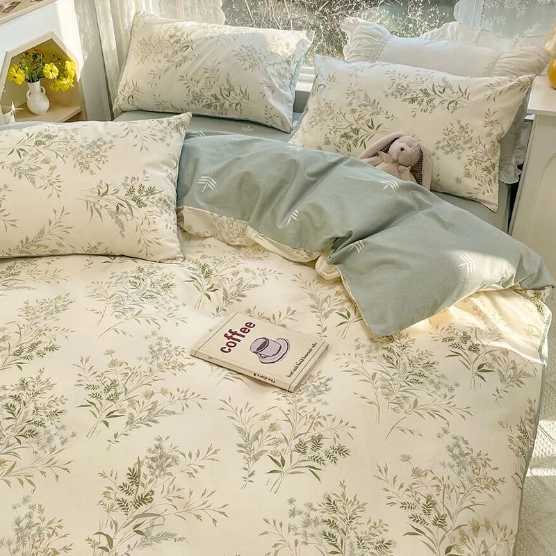 

Ins Style Floral Duvet Cover Set Flat Sheet Pillowcases No Filling Twin Single Queen Size Boys Girls Bedding Linen