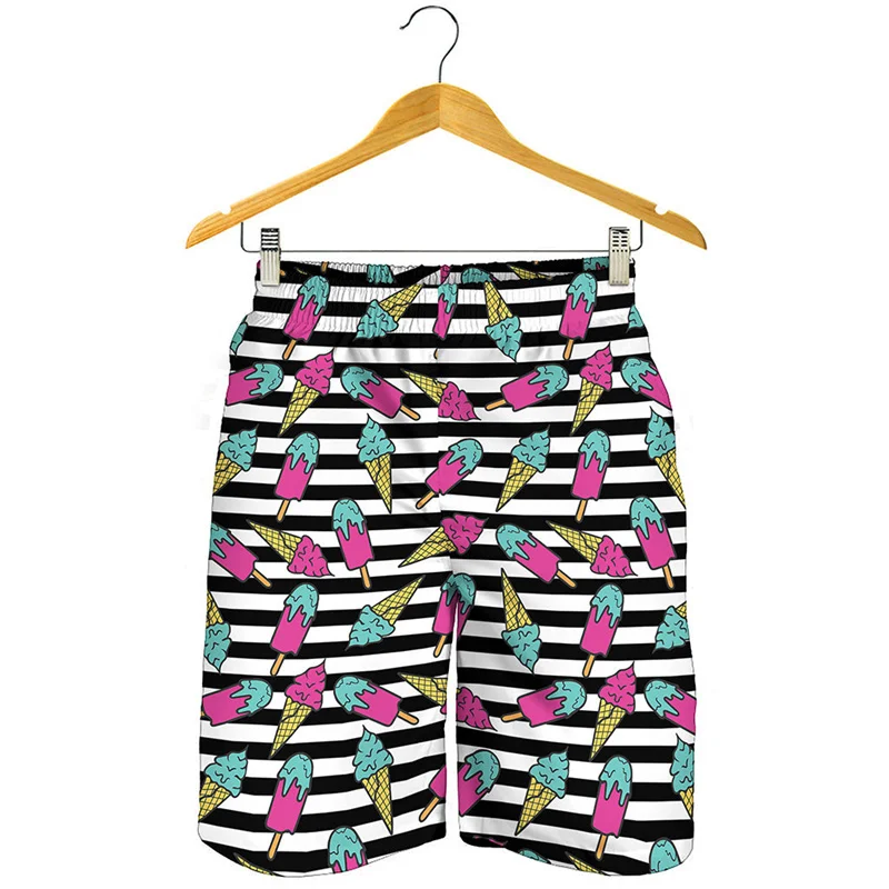 Cartoon Ice Cream Beach Shorts Mens Womens 3d Print Sports Surf Board Shorts Kids Cool Street Short Pants Gym Y2k