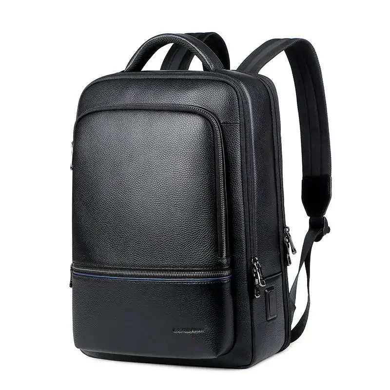 2025 New Fashion Luxury Brand Real Genuine Leather Men Backpacks Student Backpack Boy Luxury 15.6 Inch Computer Laptop Bag 2