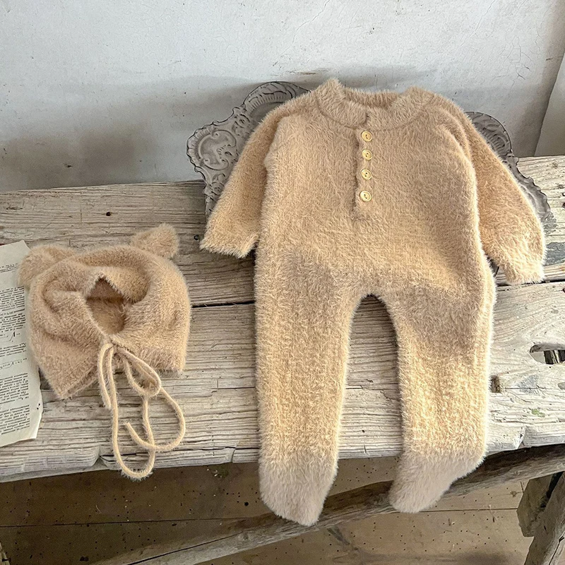 2024 New Autumn Infant Baby Boys Girls Jumpsuit+Hat Velvet Solid Color Long SleevedNewborn Baby Girls Bodysuits Baby Clothing S1ad23cef701c4e9a8c5832d648918364P