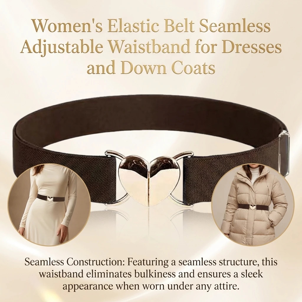 Elastic Belts for women Seamless Adjustable Waistband for Dresses Coats Non-Slip Stylish Fashion Accessory - 2