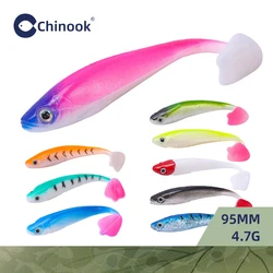 Chinook Soft Bait Lure 3D 90mm 5pcs Wobblers Silicone Fish Artificial Bait Fishing For Jig Head Texas Jigs Wacky Hooks