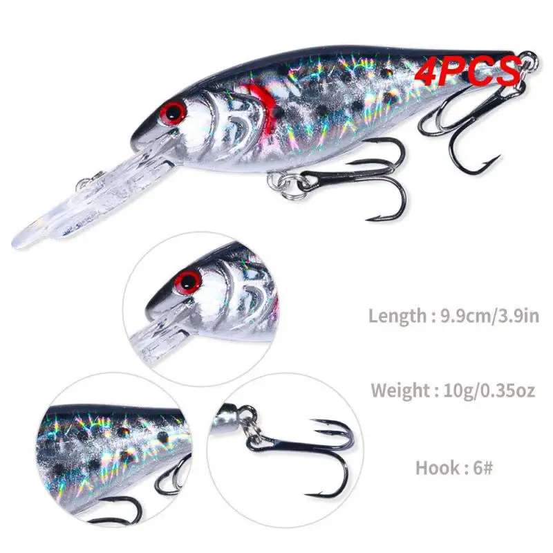 

4PCS Fishing Accessories Type Of Bait Mino Fake Bait Laser Coating Grinding Hook Tip Colorful Biomimetic Fish Scales Soft Bait