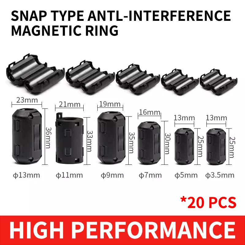 Magnetic ring Ferrite Filteranti-interference shield removable EMC inner diameter 3.5MM 5/7/9/11/13/15MM 20Pcs