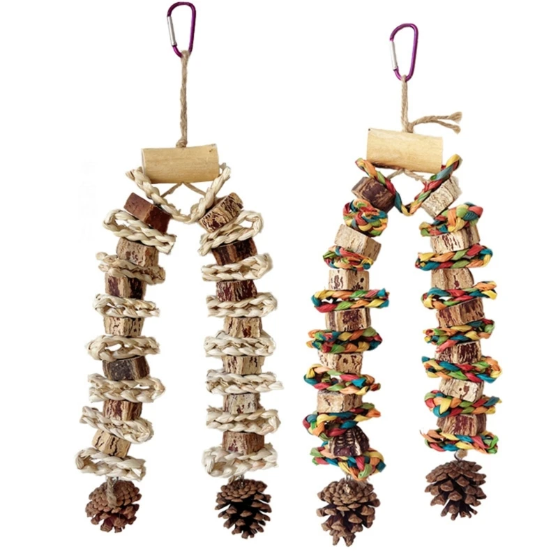 

Large Bird Toy Birdcage HangingToy NaturalPinecone Block Parrot Chewing Toy Climbing Swing Toy for Lovebirds Drop shipping