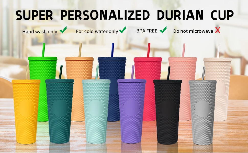 Reusable Iced Coffee Cup (24 Oz/Venti), Leak Proof and Double Wall