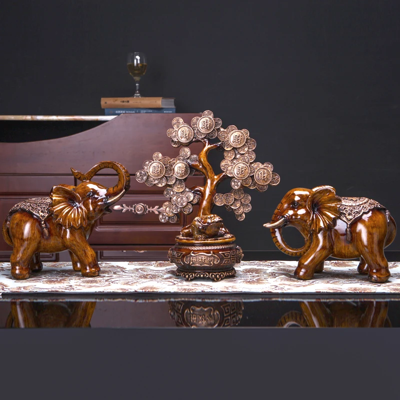 American Lucky Elephant Ornament Living Room TV Cabinet Ornament Opening Gift Elephant Model Room Soft Decoration