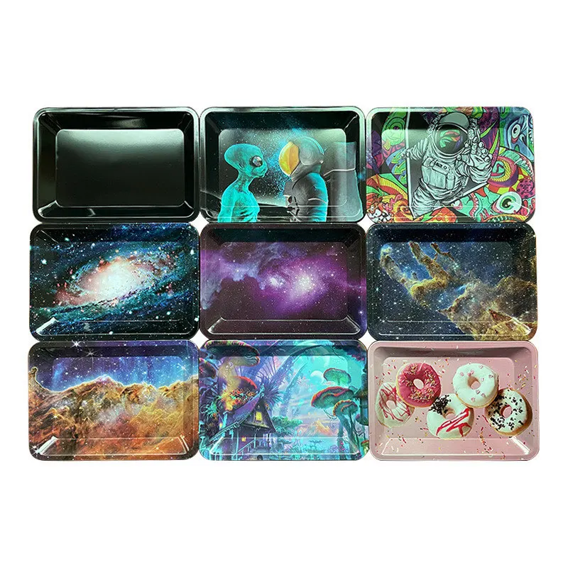 Rolling Tray 18*12.5CM Tobacco Metal Cigarette Smoking Accessories Herb Tinplate Plate Grinder Tools Rolling Tools 6