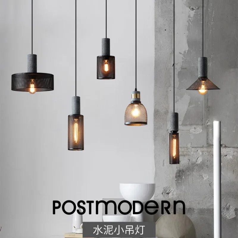 

Loft Style Industrial Pendant Light Cement Metal Lampshade Bedroom Bar Coffee Dinning Room Nordic Hanging Lamp Decor Fixtures