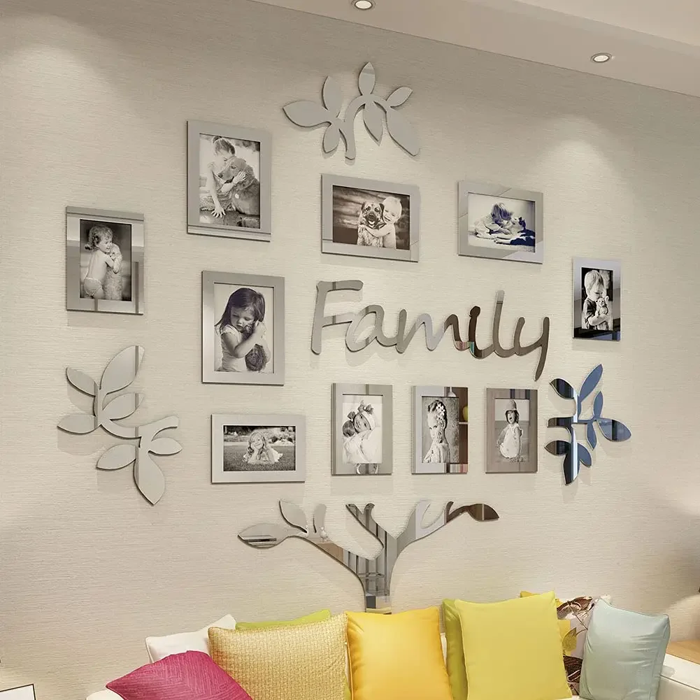 3D Acrylic Family Photo Tree Wall Stickers For Living Room DIY Photo Frame Tree