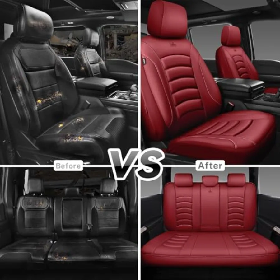 3D Foam PU Leather Car Seat Covers Full Set 6