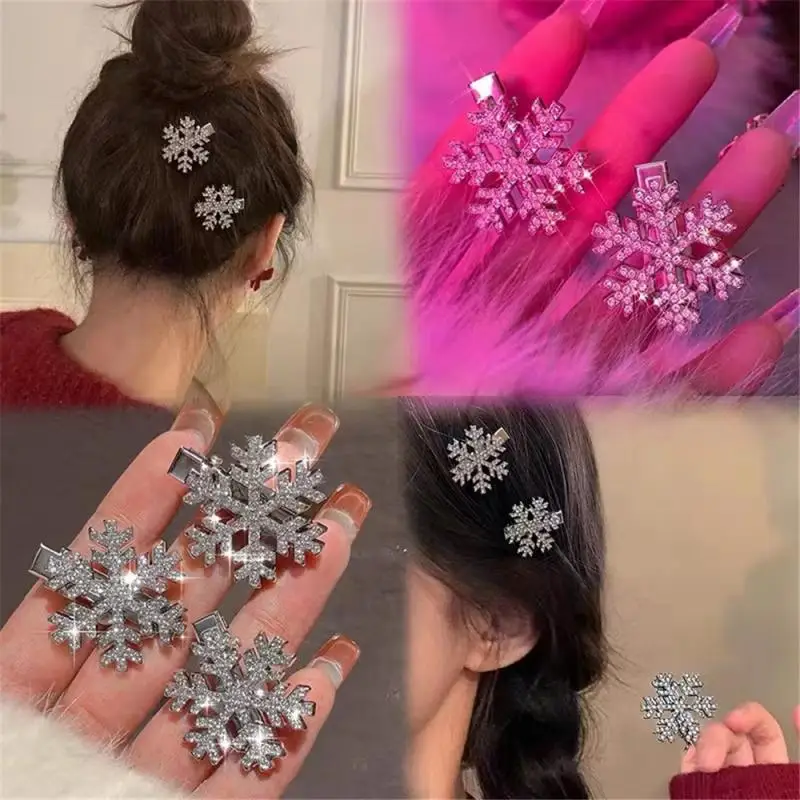 Snowflake Pearl Hair Clip Winter Girls Small Sweet Bobby Pins Women Fashion Retro Flower Hairside Headwear Accessories