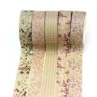 NEW 1PC 10M Decor Vintage Grid Kraft Brown Leaves Washi Tape Set for Planner Scrapbooking Masking Tape Cute Stationery Supplies 1